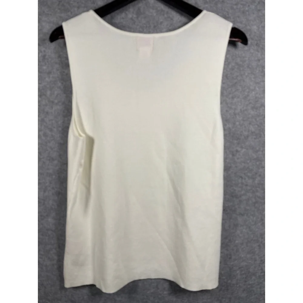 Ruby Rd Womens XL Ivory Floral Embroidered Beaded Knit Tank Top Sleeveless Shell - Picture 2 of 8